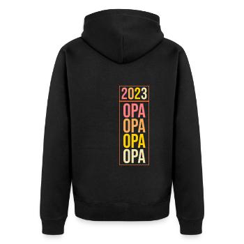 Großvater 2023 Schwanger Werdender Opa - Unisex Premium Bio Zip Hoodie - Schwarz - Hinten - Nico (187cm)