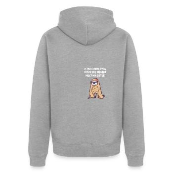 If you think I'm bad, you should use my - Unisex Premium Organic Zip Hoodie - heather grey - Back - Nico (187cm)
