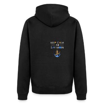 Moin Nordsee Hamburg Northern Germany Gift - Unisex Premium Organic Zip Hoodie - black - Back - Nico (187cm)