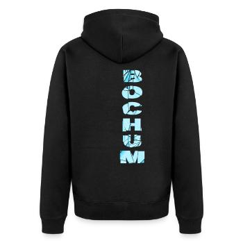 Bochum Deutschland Stadt Schrift Skyline Heimat - Unisex Premium Bio Zip Hoodie - Schwarz - Hinten - Nico (187cm)
