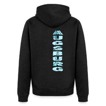 Augsburg Deutschland Stadt Schrift Skyline Heimat - Unisex Premium Bio Zip Hoodie - Schwarz - Hinten - Nico (187cm)