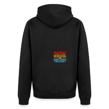 Realschule abgeschlossen Realschulabschluss 2022 - Unisex Premium Bio Zip Hoodie - Schwarz - Hinten - Nico (187cm)