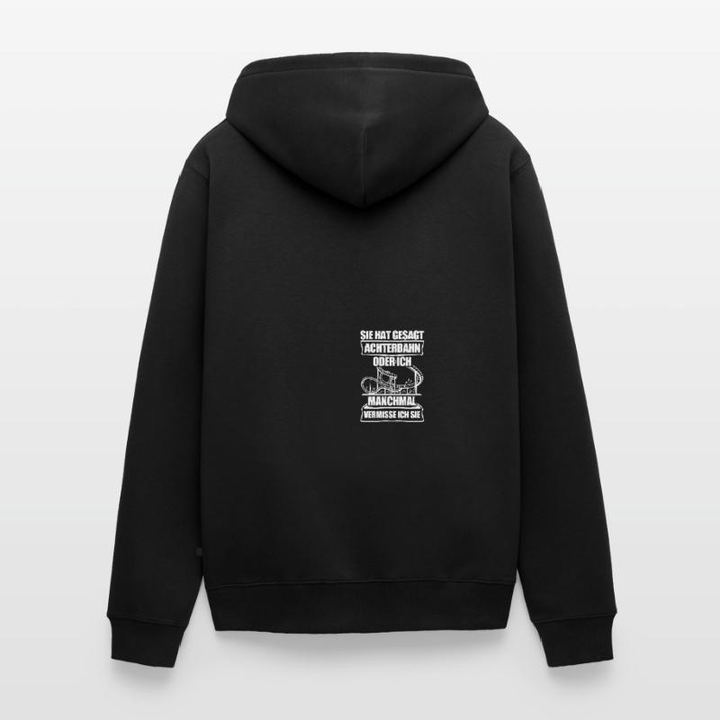 Achterbahn oder ich Freizeitpark Rollercoaster Unisex Premium Bio Zip Hoodie