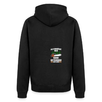 Alle verrückt Holzfäller Waldarbeiter Forstwirt - Unisex Premium Bio Zip Hoodie - Schwarz - Hinten - Nico (187cm)
