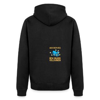 Ich muss volltanken Biertrinker Bierliebhaber Bier - Unisex Premium Bio Zip Hoodie - Schwarz - Hinten - Nico (187cm)