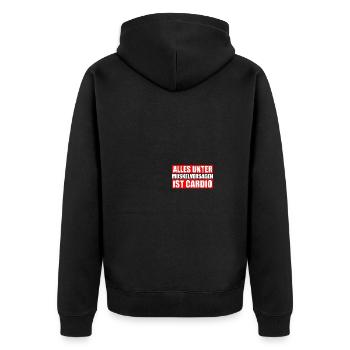 Cardio Bodybuilding Bodybuilder Gym Kraftsport - Unisex Premium Bio Zip Hoodie - Schwarz - Hinten - Nico (187cm)