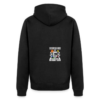 Bunt sein Gotcha Paintballspieler Paintball - Unisex Premium Bio Zip Hoodie - Schwarz - Hinten - Nico (187cm)