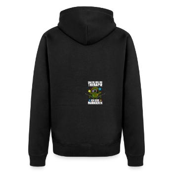 Markieren Gotcha Paintballspieler Paintball - Unisex Premium Bio Zip Hoodie - Schwarz - Hinten - Nico (187cm)