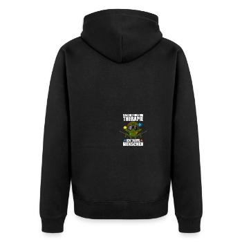 Gotcha Paintballspieler Paintball Therapie - Unisex Premium Bio Zip Hoodie - Schwarz - Hinten - Nico (187cm)