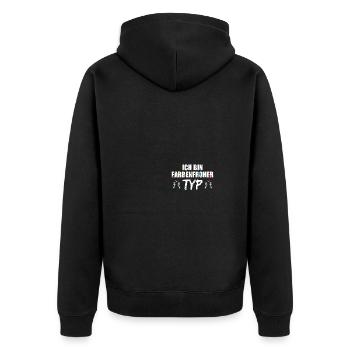 Farbenfroher Typ Gotcha Paintballspieler Paintball - Unisex Premium Bio Zip Hoodie - Schwarz - Hinten - Nico (187cm)