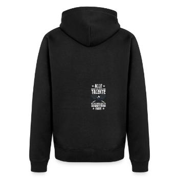 Keine Talente Federball Badminton Badmintonspieler - Unisex Premium Bio Zip Hoodie - Schwarz - Hinten - Nico (187cm)