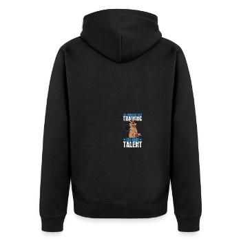 Talent Federball Badminton Badmintonspieler - Unisex Premium Bio Zip Hoodie - Schwarz - Hinten - Nico (187cm)