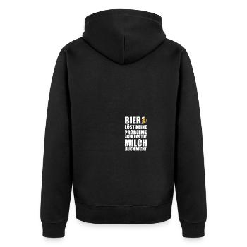 Bier löst keine Probleme Biertrinker Bierliebhaber - Unisex Premium Bio Zip Hoodie - Schwarz - Hinten - Nico (187cm)