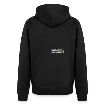 Ruhe bitte! Biertrinker Bierliebhaber Bier - Unisex Premium Bio Zip Hoodie - Schwarz - Hinten - Nico (187cm)