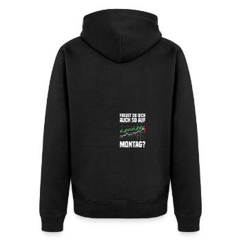 Montag Aktienmarkt Börse Trader - Unisex Premium Bio Zip Hoodie - Schwarz - Hinten - Nico (187cm)