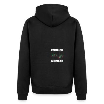 Endlich Montag Aktienmarkt Börse Trader - Unisex Premium Bio Zip Hoodie - Schwarz - Hinten - Nico (187cm)