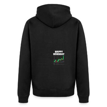 Happy Börsday Aktienmarkt Börse Trader - Unisex Premium Bio Zip Hoodie - Schwarz - Hinten - Nico (187cm)