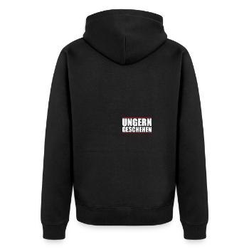 Ungern geschehen Humor Sarkasmus Ironie - Unisex Premium Bio Zip Hoodie - Schwarz - Hinten - Nico (187cm)