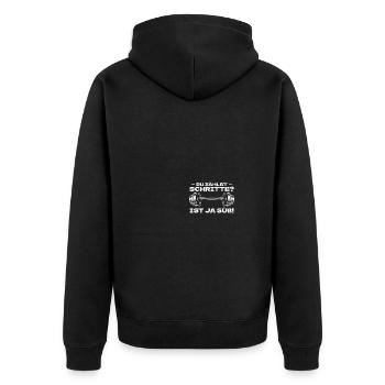 Schritte? Bodybuilding Bodybuilder Gym Kraftsport - Unisex Premium Bio Zip Hoodie - Schwarz - Hinten - Nico (187cm)