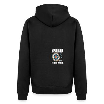 Warum ich Bogenschieße Bogenschießen Bogenschütze - Unisex Premium Bio Zip Hoodie - Schwarz - Hinten - Nico (187cm)
