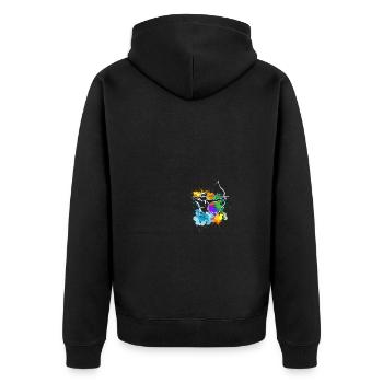 Pfeil und Bogen Bogenschießen Bogenschütze - Unisex Premium Bio Zip Hoodie - Schwarz - Hinten - Nico (187cm)