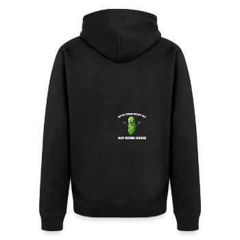 Meine Gurke Lustige Gurke Pickle Gurkenliebhaber - Unisex Premium Bio Zip Hoodie - Schwarz - Hinten - Nico (187cm)