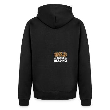Buchliebhaber Bücher lesen Leseratte Bücherwurm - Unisex Premium Bio Zip Hoodie - Schwarz - Hinten - Nico (187cm)