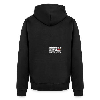 Meine Fürze sind so scharf Furz Pupsen Furzen - Unisex Premium Bio Zip Hoodie - Schwarz - Hinten - Nico (187cm)