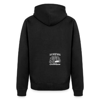 Un vieil homme bûcheron forestier coupeur de bois - Veste à capuche bio Premium Unisexe - noir - Dos - Nico (187cm)