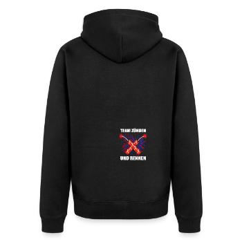 and run, pyrotechnicians, fireworks, fireworks - Unisex Premium Organic Zip Hoodie - black - Back - Nico (187cm)