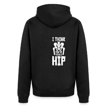 I Think Youre Totally Hip - Unisex Premium Bio Zip Hoodie - Schwarz - Hinten - Nico (187cm)