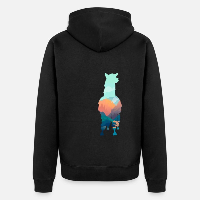 Lama - Unisex Premium Bio Zip Hoodie - Schwarz