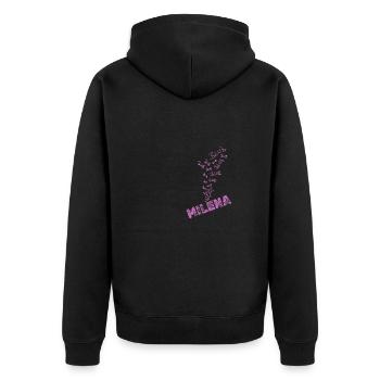 Milena - Unisex Premium Bio Zip Hoodie - Schwarz - Hinten - Nico (187cm)