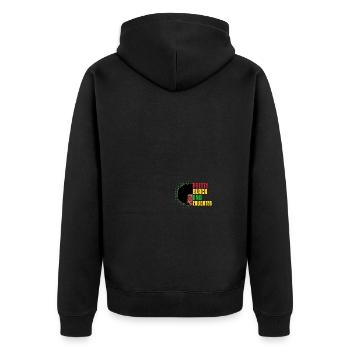 Pretty Black And Educated - American African Queen - Unisex Premium Bio Zip Hoodie - Schwarz - Hinten - Nico (187cm)