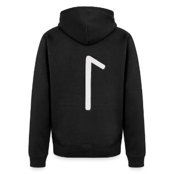 Futhark Runic Alphabet Laguz - Unisex Premium Organic Zip Hoodie - black - Back - Nico (187cm)