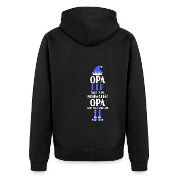 Opa Elf Opas Geschenk - Unisex Premium Bio Zip Hoodie - Schwarz - Hinten - Nico (187cm)