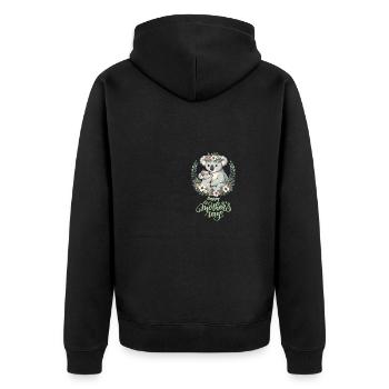 Koala Lover Hug Floral Mum Happy Mother's Day - Unisex Premium Bio Zip Hoodie - Schwarz - Hinten - Nico (187cm)