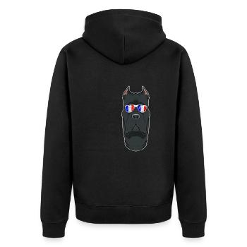 Cane Corso France Sunglasses I French Flag - Unisex Premium Bio Zip Hoodie - Schwarz - Hinten - Nico (187cm)