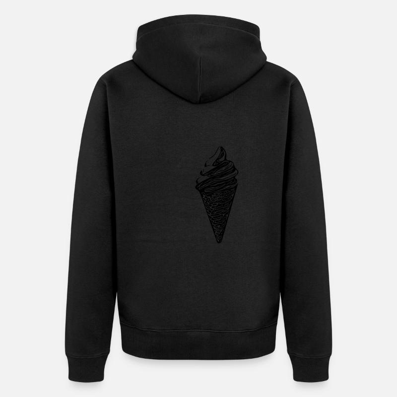 Cooles Softeis in Waffel - Unisex Premium Bio Zip Hoodie - Schwarz