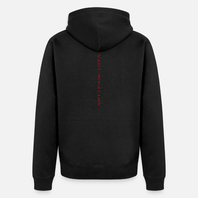 Lettrage antifasciste vertical (étiré) - Veste à capuche bio Premium Unisexe - noir