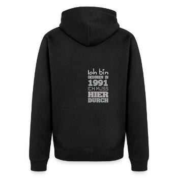 en 1991 - Veste à capuche bio Premium Unisexe - noir - Dos - Nico (187cm)