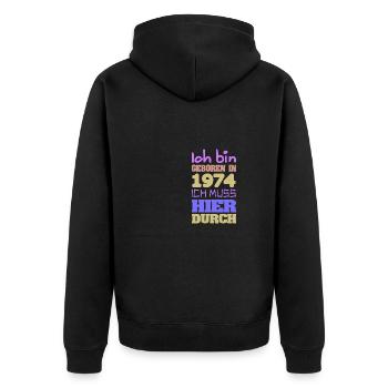 Je suis en 1974 - Veste à capuche bio Premium Unisexe - noir - Dos - Nico (187cm)