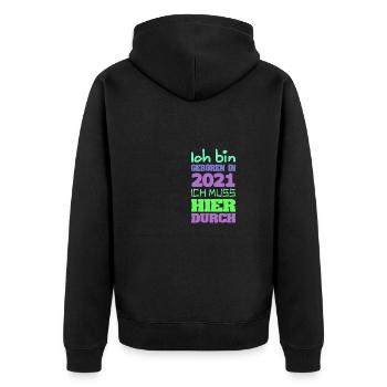 2021 - Unisex Premium Bio Zip Hoodie - Schwarz - Hinten - Nico (187cm)