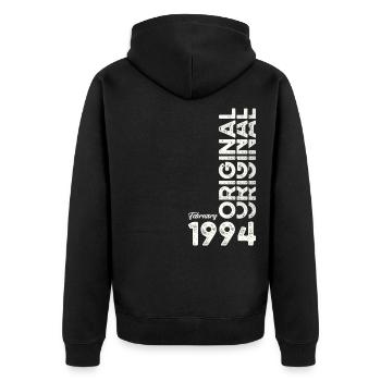 30. Geburtstag Original Februar Jahrgang 1994 - Unisex Premium Bio Zip Hoodie - Schwarz - Hinten - Nico (187cm)