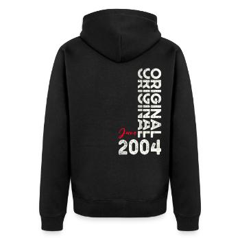 Legende Juni 2004 Jahrgang 2004 Geburtstag 2004 - Unisex Premium Bio Zip Hoodie - Schwarz - Hinten - Nico (187cm)