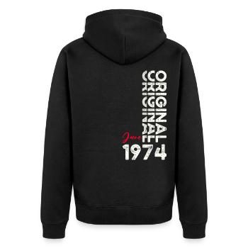 Légende Juin 1974 Millésime 1974 Anniversaire 1974 - Veste à capuche bio Premium Unisexe - noir - Dos - Nico (187cm)