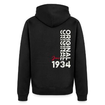 Original Juni 1934 Jahrgang 1934 Geburtstag 1934 - Unisex Premium Bio Zip Hoodie - Schwarz - Hinten - Nico (187cm)