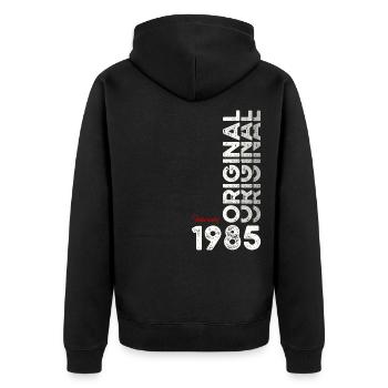 Cadeau d'anniversaire 40 ans Homme Original Février 1985 - Veste à capuche bio Premium Unisexe - noir - Dos - Nico (187cm)