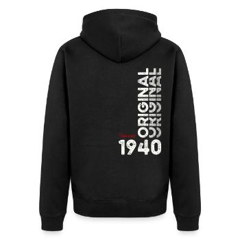 85. Geburtstag Geschenk Mann Original Februar 1940 - Unisex Premium Bio Zip Hoodie - Schwarz - Hinten - Nico (187cm)