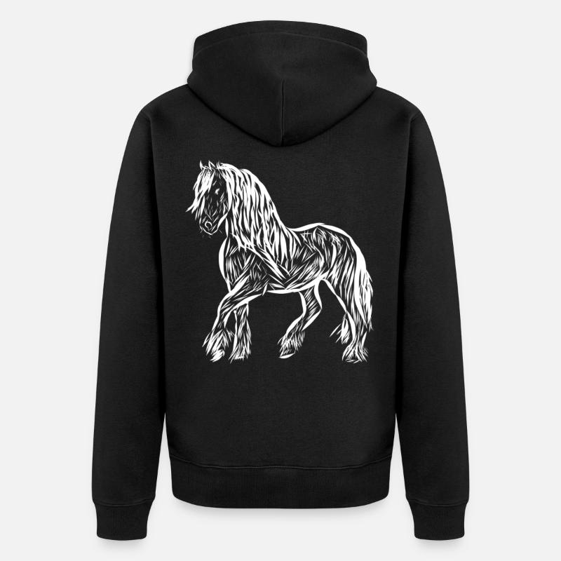 Pferd - Unisex Premium Bio Zip Hoodie - Schwarz